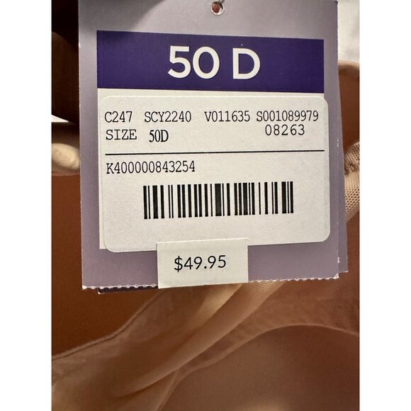 Catherine's Plunge Bra 50D Beige Compressed Foam Cups Underwire Wide Cushioned S - Picture 4 of 6